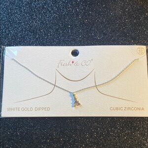 White Gold Dipped Necklace with Cubic Zirconia